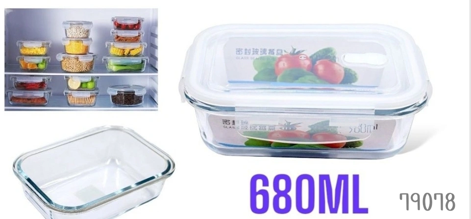 79078 Táper vidrio 680ml rectangular 